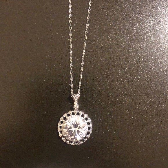 White Cubic Zirconia Rhodium Over Sterling Silver Pendant With Chain 10.77ctw - Picture 5 of 6